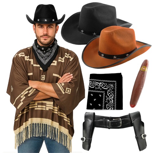Poncho western cowboy adulti