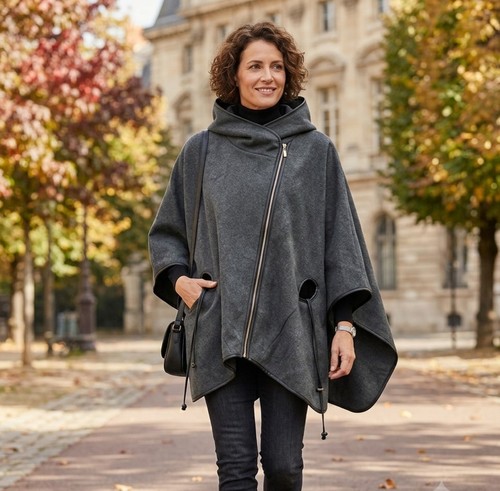 Poncho donna con - , zip