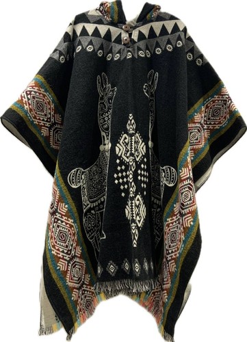 Poncho alpaca motivo lama - alpaca, |