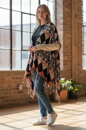 Poncho cardigan scialle