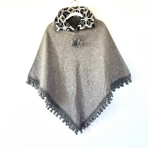 Poncho mantello grigio 100%