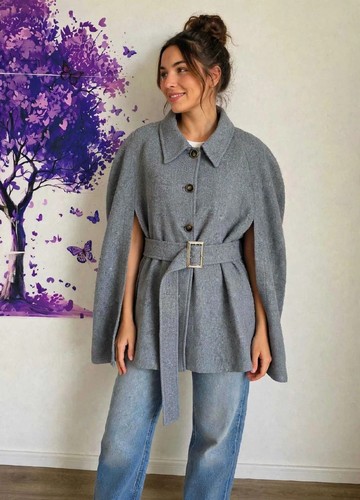 Poncho cappotto donna grigio